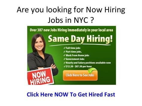 Resume Resources: Resume Samples - Resume Templates; Career Resources: Career Explorer - Salary Calculator; Employer Resources. . Jobs in nyc hiring immediately